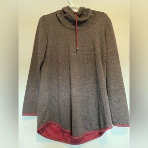 Pure Essence Elegant Two-Tone Cowl Neck Sweater